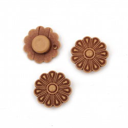 Ethnic Flower Bead for Handmade Accessories and Decoration, 22.5x9 mm, Hole: 2x7 mm, Brown -50 grams ~ 40 pieces
