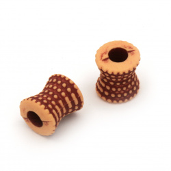 Plastic Cylinder Bead ANTIQUE, 13x12 mm, Hole: 5 mm, Orange -50 grams ~ 64 pieces