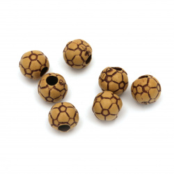 Plastic Ball ANTIQUE, Wood Imitation, 8x9 mm, Hole: 3.5 mm, Brown -50 grams ~ 130 pieces