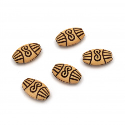 Plastic Oval Bead ANTIQUE, Wood Imitation, 15x10x10 mm, Hole: 2 mm, Brown -50 grams ~ 100 pieces
