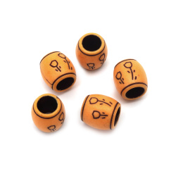 Plastic Cylindrical Bead ANTIQUE / 15x15 mm, Hole: 8 mm / Brown - 50 grams ~ 32 pieces