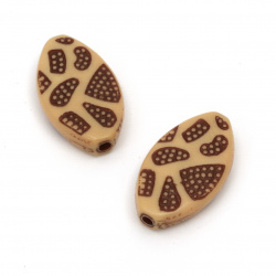 Flat Oval Plastic Bead ANTIQUE, Imitation Wood, 21x12x5 mm, Hole: 2 mm, Brown -50 grams ~ 60 pieces