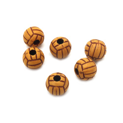 Acrylic Volleyball Bead ANTIQUE / 11x12 mm, Hole: 3.5 mm / Brown - 50 grams ~ 60 pieces