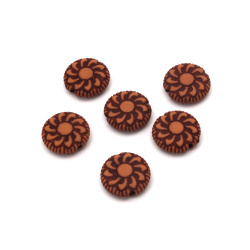 Engraved Plastic Circle Bead ANTIQUE / 12x4 mm, Hole: 2 mm / Brown - 50 grams ~ 112 pieces