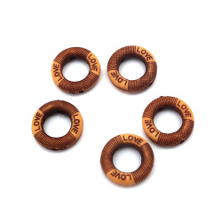 Plastic Ring Bead ANTIQUE / 17x5 mm, Hole: 1 mm / Brown - 50 grams ~ 70 pieces