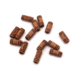 Plastic Cylinder Bead ANTIQUE / 10x4.5 mm, Hole: 2 mm / Brown - 50 grams ~ 310 pieces