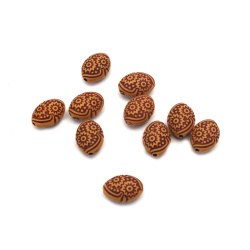 Plastic Oval Bead ANTIQUE / 12x9x6 mm, Hole: 1 mm / Brown - 50 grams ~ 130 pieces