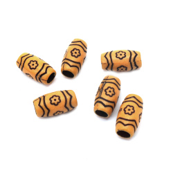 Imitation Wood Cylindrical Bead ANTIQUE / 19x10 mm, Hole: 5 mm / Brown - 50 grams ~ 60 pieces