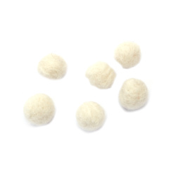 Hand-Felted Wool Felt Ball, 15 mm, Natural White - 6 Pieces