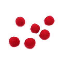 Hand-Felted Wool Felt Ball, 15 mm, Red - 6 Pieces