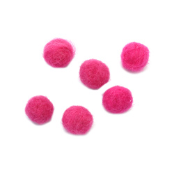 Hand-Felted Wool Felt Ball, 15 mm, Pink - 6 Pieces