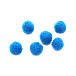 Wool Felt Ball, Hand-Felted, 15 mm, Blue - 6 Pieces