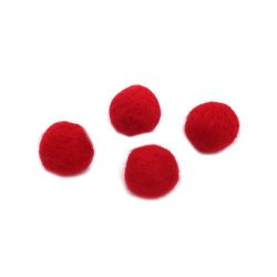 Hand-Felted Wool Felt Ball, 20 mm, Red - 4 Pieces