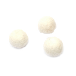 Hand-Felted Wool Felt Ball, 30 mm, Natural White - 3 Pieces