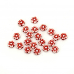Margele floare  8,5x4 mm gaură 1,5 mm culoare roșu -50 grame ~ 290 bucăți