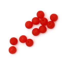 Frosted Plastic Ball for DIY Jewelry and Decoration, 6 mm, Hole: 1 mm, Red -50 grams ~ 400 pieces