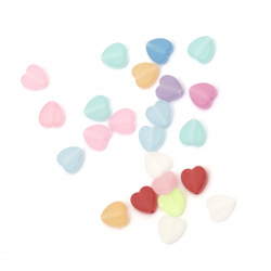 Transparent heart-shaped bead, 9x8.5x4 mm, hole 2 mm, matte MIX - 20 grams ~125 pieces