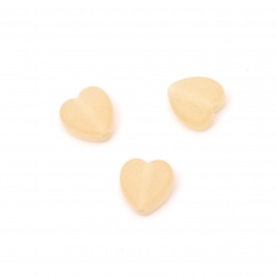 Plastic Frosted Heart Bead, 9x8.5x4 mm, Hole: 2 mm, Pale Orange -20 grams ~ 125 pieces