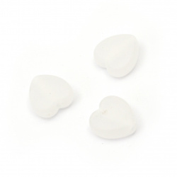 Acrylic Matte Heart Bead, 9x8.5x4 mm, Hole: 2 mm, White -20 grams ~ 125 pieces