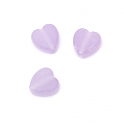 Inimă transparentă  margele 9x8,5x4 mm gaură 2 mm culoare mată violet -20 grame ~ 125 bucăți