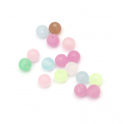 Transparent matte bead, 6 mm, hole 1.5 mm, MIX - 20 grams ~200 pieces