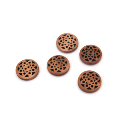 Nasture din lemn 25x5,5 mm gaură 2 mm culoare maro - 10 bucăți