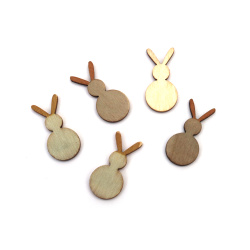 Unfinished Wooden Bunny Shape for Decoration 17x35x2.5 mm - 10 pieces