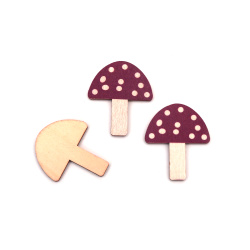 Wooden Mushroom Cutouts,  38x45x2 mm - 10 pieces