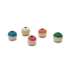 Round Wooden Beads 12x14 mm,  Hole: 4 mm, MIX - 10 pieces