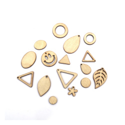 Figurină din lemn ASORTATĂ 12~25x12~25x2 mm culoare lemn -10 grame ~25 bucăți