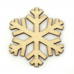 Natural Wooden Snowflake Figurine for Christmas Home Decor, 44x3 mm -5 pieces