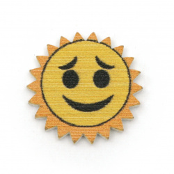Smiling Sun Wooden Figurine for Children's Decoration, 24x2.5 mm -10 pieces