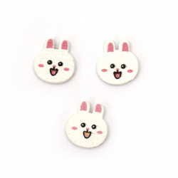 Cute Wooden Figurine for Kids CRAFT / Bunny, 13x12x2 mm -20 pieces