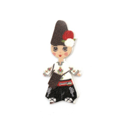 Cabochon Type Wooden Figurine,  Boy in Folk Costume / 40x18x1.5 mm - 10 pieces
