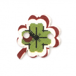 Wooden Clover Connector Bead /   22x18x2 mm, Holes: 2 mm - 10 pieces