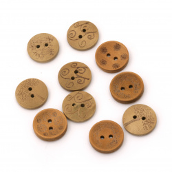 Natural Wooden Buttons, 20x5 mm, Holes: 2 mm -10 pieces
