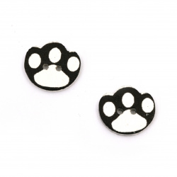 Wooden Paw Button, 15.5x14x2 mm, Holes: 1 mm -10 pieces