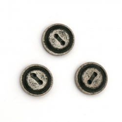 Ξύλινο κουμπί 13x4 mm τρύπα 2 mm χρώμα μαύρο και άσπρο μελάνη -10 τεμάχια