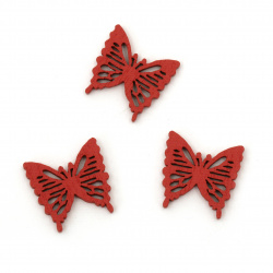 Colored Wooden Butterfly for DIY Decoration, 19x18, Red - 10 pieces