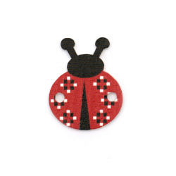 Connecting Wooden Element,   Ladybug / 20x25x2 mm, Holes: 2 mm - 10 pieces