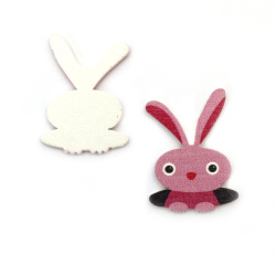 Cute Colored Wooden Bunny Shape / 33x24x2 mm - 10 pieces