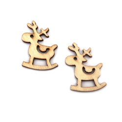Wooden Deer Cutout Ornaments for Christmas Decoration / 30x21x2 mm - 10 pieces