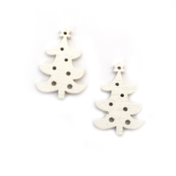 Wooden Christmas Tree Pendant for Decoration / 30x21x3 mm, Hole: 1 mm / White - 10 pieces