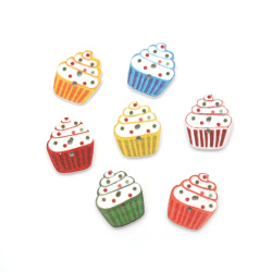 Colored Wooden Muffin Buttons /  20x16x2 mm, Holes: 1.5 mm / MIX - 10 pieces