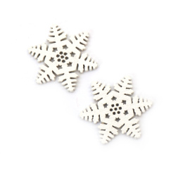 Wooden Snowflake for Christmas Decoration / 30x26x2.5 mm / White - 10 pieces