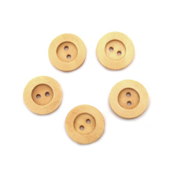 Natural Round Wooden Buttons /  20x4 mm, Hole: 2 mm - 10 pieces
