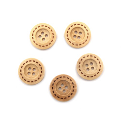 Wooden Craft Buttons for Sewing and Decoration / 19x4 mm, Hole: 2 mm - 10 pieces