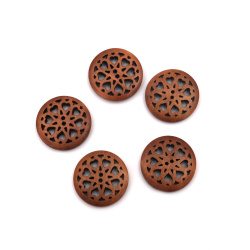 Filigree Wood Buttons / 25x4 mm,  Hole: 1 mm / Brown - 10 pieces