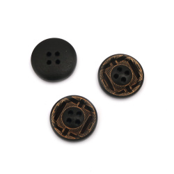 Ξύλινο κουμπί 20x4,5 mm τρύπα 1,5 mm χρώμα σκούρο καφέ - 10 τεμάχια