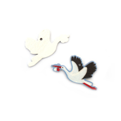 Wooden Stork Pendant for Baba Marta Day / 22x43x2 mm, Hole: 2 mm - 10 pieces